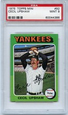 1975 Topps Baseball Cecil Upshaw #92 New York Yankees PSA 9 MINT (Mini)