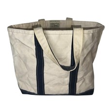Vintage 80s LL Bean Boat and Tote Bag Blue  White Women Medium
