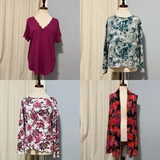 Susan Graver Women Sleveless Cardigan Relaxed Fit 1X Bundle of 4 - Many Brands