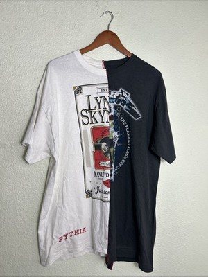 Pythia Mens Large Custom Lynrd Skynrd Metallica T Shirt Custom Black White