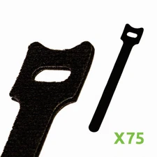 6 Inch Hook and Loop Reusable Strap Cable Cord Wire Ties 75 Pack Black