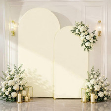 Beige Arch Cover 7.2 and 6Ft Spandex Wedding Arch Backdrop Cover Set of 2