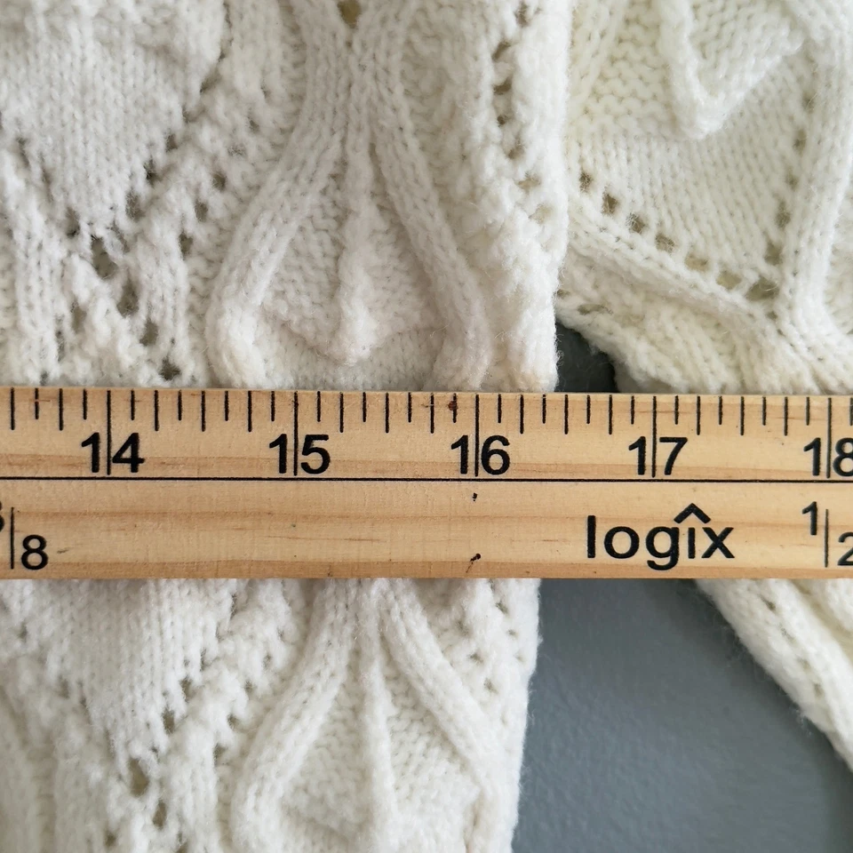 Cárdigan Vintage Tejido Crema Calado Dobladillo Vieira Cottagecore Boho Capas S/M Foto 4 de 4