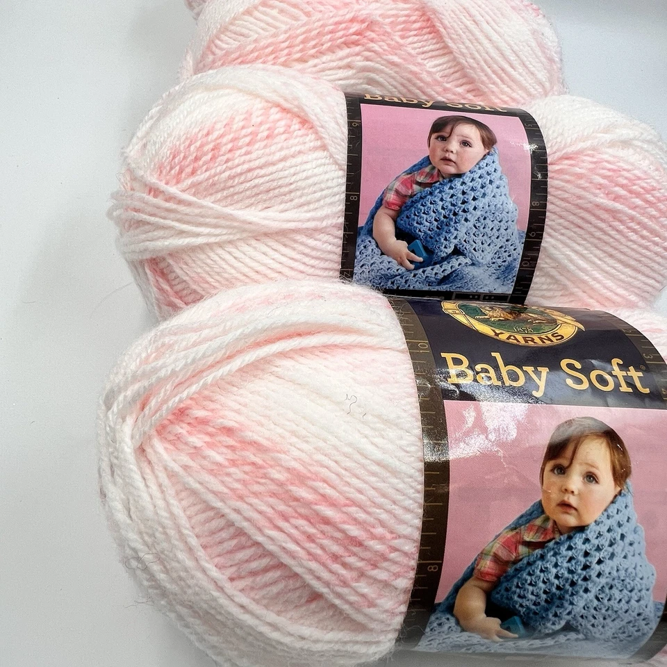 Lote de 4 fios de acrílico/nylon macio Lion Brand Baby 4 oz 367 jardas estampa parfait - Imagem 2 de 4