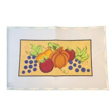 Vintage 2003 Pumpkin Apple Grapes Fruit Hand Painted Needlepoint Canvas 638A
