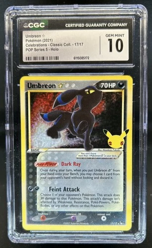 2021 Pokemon SWSH Celebrations Umbreon Classic Collection #17/17 CGC 10