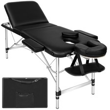 3 Zonen Massageliege mit 5cm Polsterung und Aluminiumgestell schwarz B-Ware