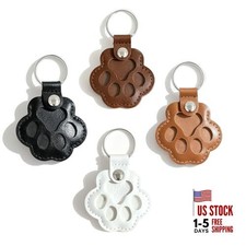 4pcs Pet Paw Shape Leather Keychains, Handmade Fur Keepsake for Cats and 4-DEEP