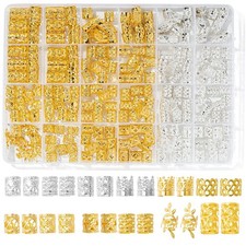 220PCS Gold Hair Jewelry for Braids Dreadlocks Cuffs Rings Clips 12 Styles