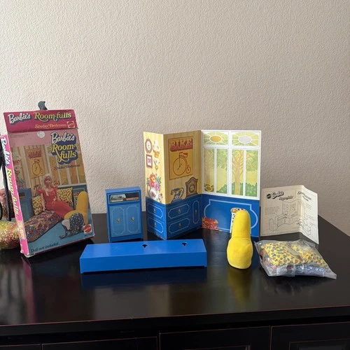 Vtg 1974 Barbie Room-Fulls Studio Bedroom & Firelight Living Room Sets New