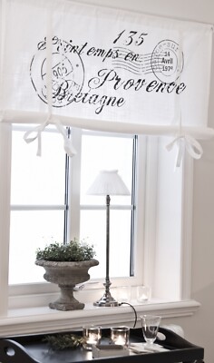 Raff Gardine NICE 100 x 100 cm BxL(H) GRAU Rollo  Weiß Landhaus Vintage Shabby