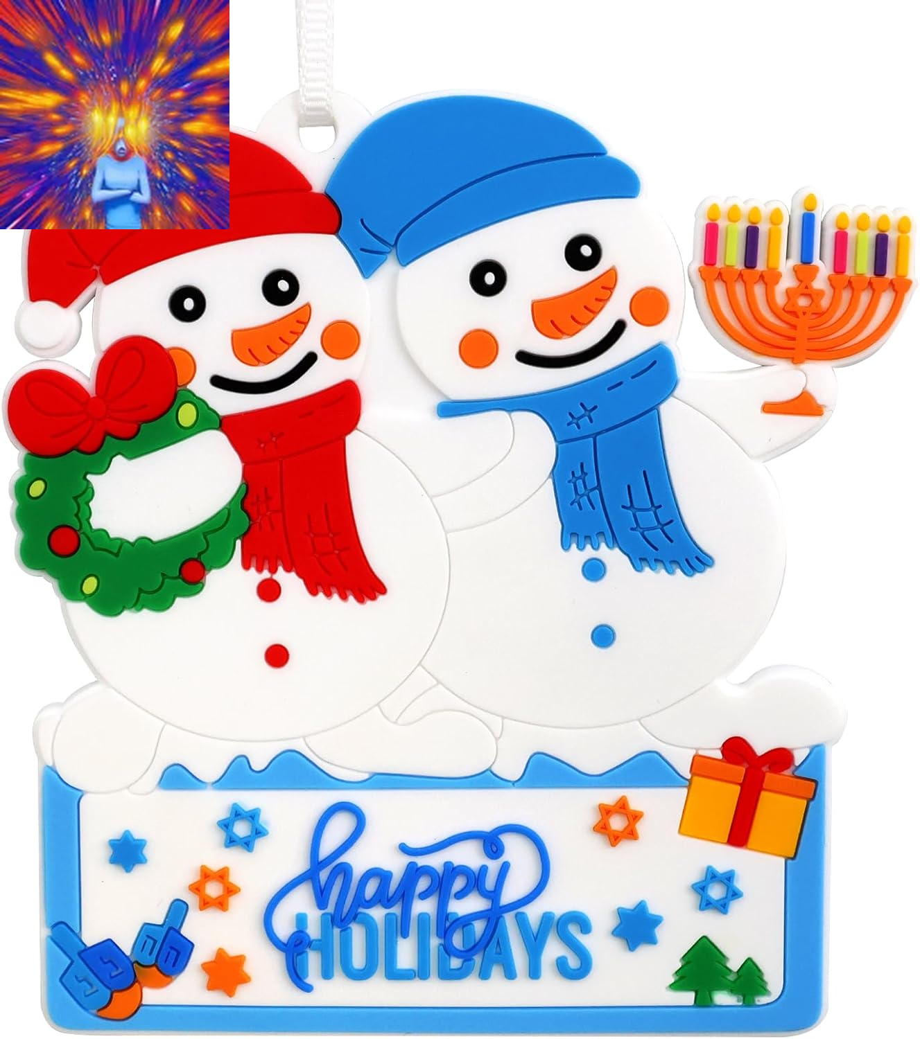 Christmas Hanukkah Ornament Snowman Hanging Decoration Happy Hanukkah Merry Chri