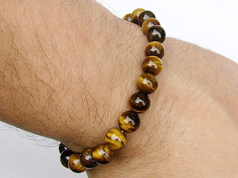 Natural Gemstone Men's Women's Elasticated beaded Bracelet 8mm TIGER EYE  beads