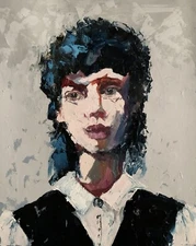 Woman portrait h2. ORIGINAL IMPASTO, PALETTE KNIFE OIL PAINTING.