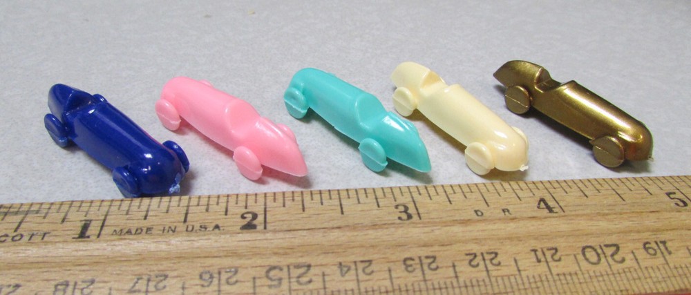 Vintage Dime store Toy hard plastic race car 1.5 inch long, set of 5 colors NEW
