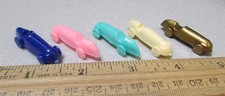 Vintage Dime store Toy hard plastic race car 1.5 inch long, set of 5 colors NOS