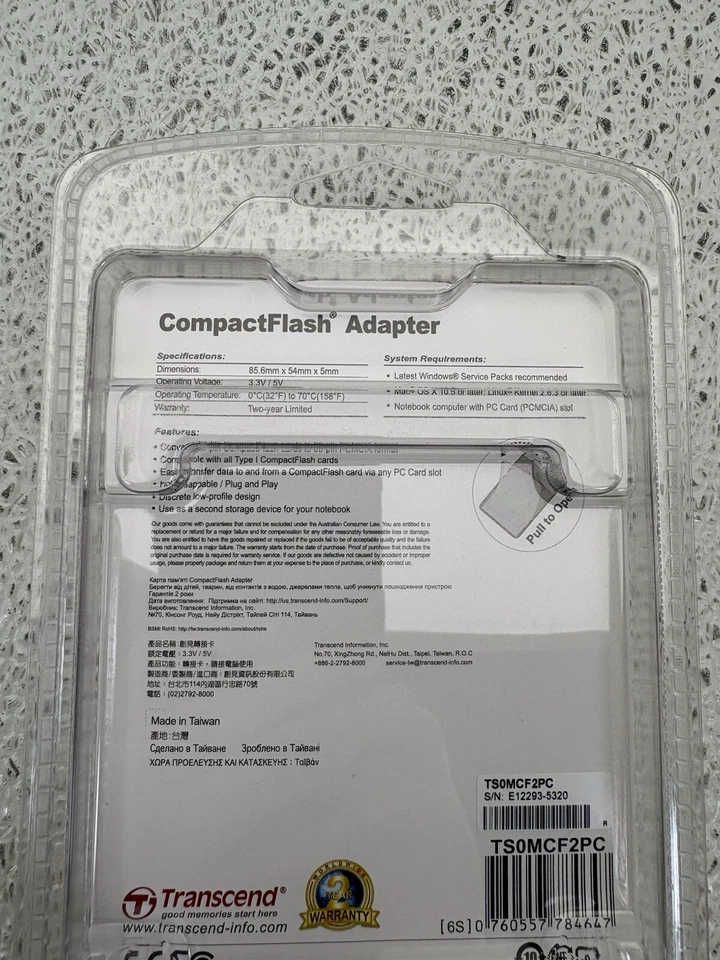 TS0MCF2PC TRANSCEND COMPACTFLASH ADAPTER - Image 3 of 4