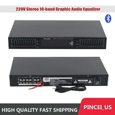 Stereo 10-band Graphic Audio Equalizer Treble and Bass Adjustment EQ 220V pe66