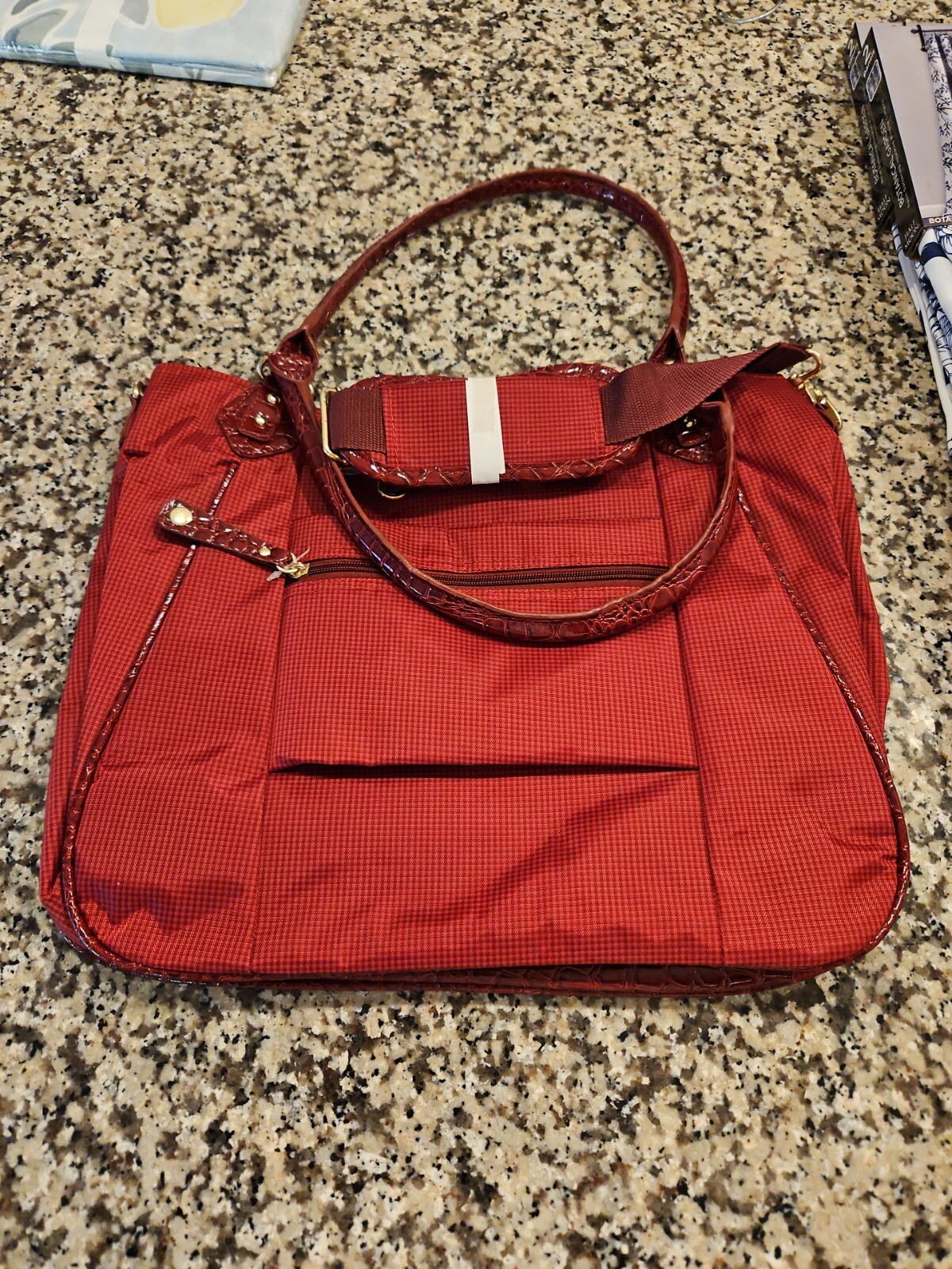 Samantha Brown Croc Embossed Accents Tote Travel Bag Purse Carry On