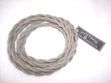 Gray Cotton Cloth Covered Twisted Electrical Wire - Lamp Cord - Antique Fan 