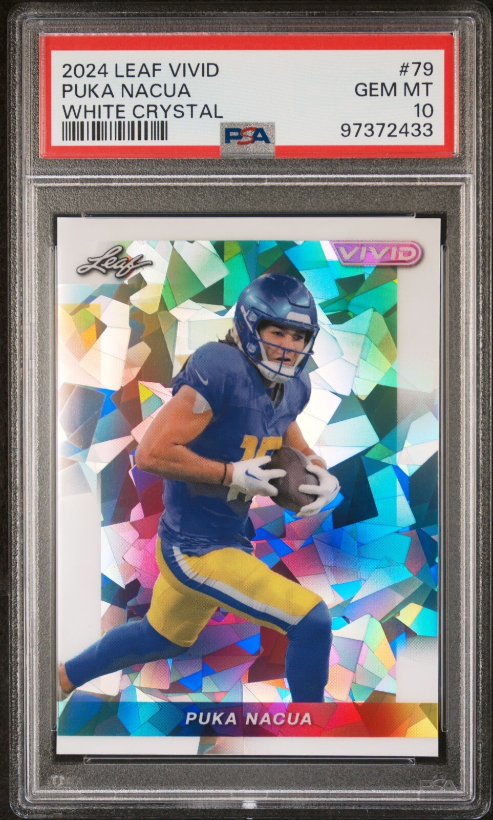 2024 Leaf Vivid Football Puka Nacua 2/6 white Crystal Refractor PSA 10