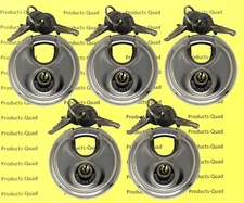 5x Stainless Steel Discus Lock Padlock Hardened Steel Shackle - Keyed Alike
