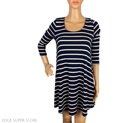 Urban Outfitters BDG Striped Navy Dark Blue 3/4 Sleeve Mini Dress Size  Medium | eBay