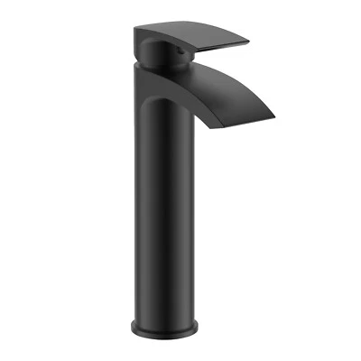 Nes Home Libra Modern Matte Black Waterfall High Rise Tall Basin Mixer Tap