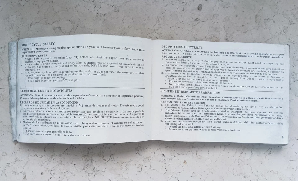 Libretto Uso E Manutenzione Honda CX 500 Manuale Istruzioni - Immagine 2 di 4