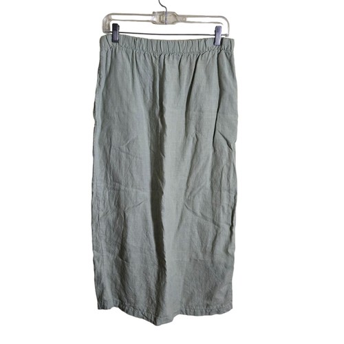 Christy Allen Vintage Lagonlook Mint Green Linen Midi Skirt Size S
