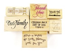 Words Phrases Quotes Wood Mounted Rubber Stamps Lot of 7