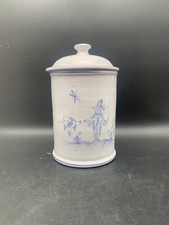 Pot de pharmacie en faience blanche Décors Bleus Fait Main Signé feret Moustiers