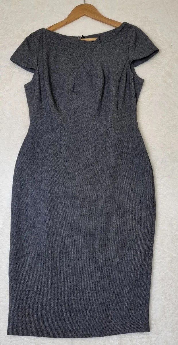 Smart stylish classic lines grey work shift dress Marks and Spencer size 12