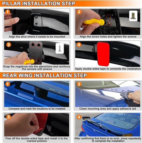 55" Black Rear Trunk Spoiler Wing Drill-free PRO Style For Maserati Gran Turismo - Picture 8 of 16