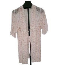 Secret Treasures Vintage Lingerie Robe Floral Rose Waist Tie Boho Size L