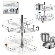 Corner Pantry Basket Iron Kitchen Storage Cupboard 2 Tier 270?? Swivel Carousel