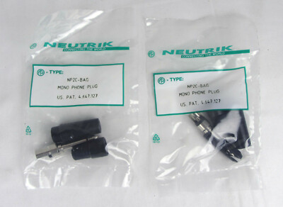 Neutrik NP2C-BAG TS Mono Phone Plug Male Connector Set of 2 - NOS, Free Shipping