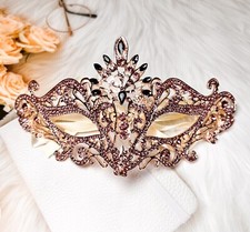 Masquerade Mask Luxury Purple Crystal, Rhinestone Eye Mask, Elegant Party Mask