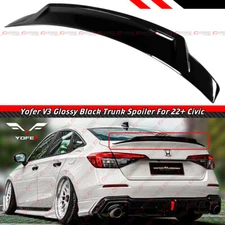 FOR 22-26 Honda Civic Sedan Yofer V3 Gloss Black HighKick Duckbill Trunk Spoiler
