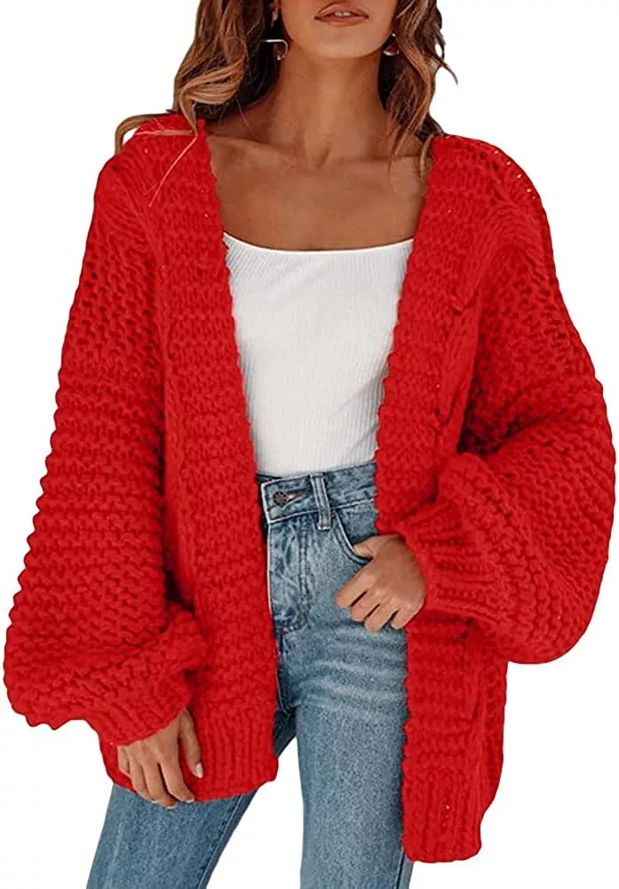 Oversized red hotsell cardigan sweater
