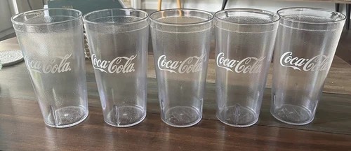 Vintage New Old Stock Hard Plastic Coca Cola Restraints Style Drinking Cups