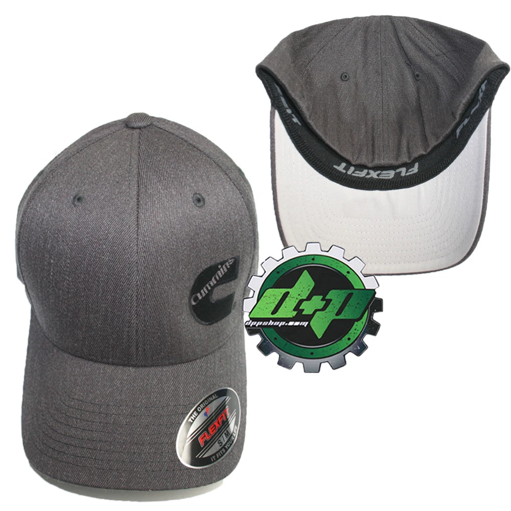 Cummins hat ball cap fitted flex fit flexfit stretch ram dk gray denim s m