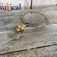 "Brass Round Magnifying Glass Pendant Monocle Necklace for Reading"