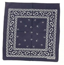 VTG Guaranteed Fast Color All Cotton RN14193 Paisley Blue Bandana Handkerchief