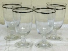 SET Of 4–Fostoria Glass Reflection Platinum Band Iced Tea Glass 1952-1971 ?