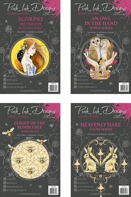 Rosa Tinte Designs - Fauna, Flügel oder Astrologie Kollektion - A5 Briefmarken KOSTENLOS UK P & P