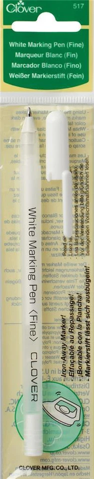 Clover Fine White Marking Pen Haberdashery Crafts Fabric Marker Sewing Supply