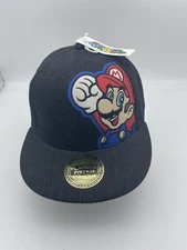Bio world SUPER MARIO NINTENDO BASEBALL CAP FLATBILL FITTED L/XL HAT SPORT GAME