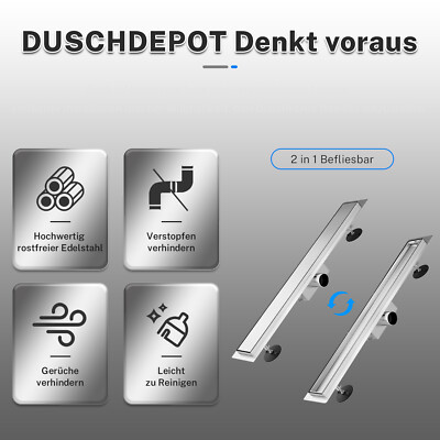 Edelstahl Duschrinne Befliesbar Duschablauf Bodenablauf Superflach Abfluss Slim 
