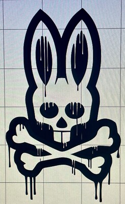 Psycho Bunny Dripping Vinyl Decal (2) 5” tall x 3” wide Pick Black